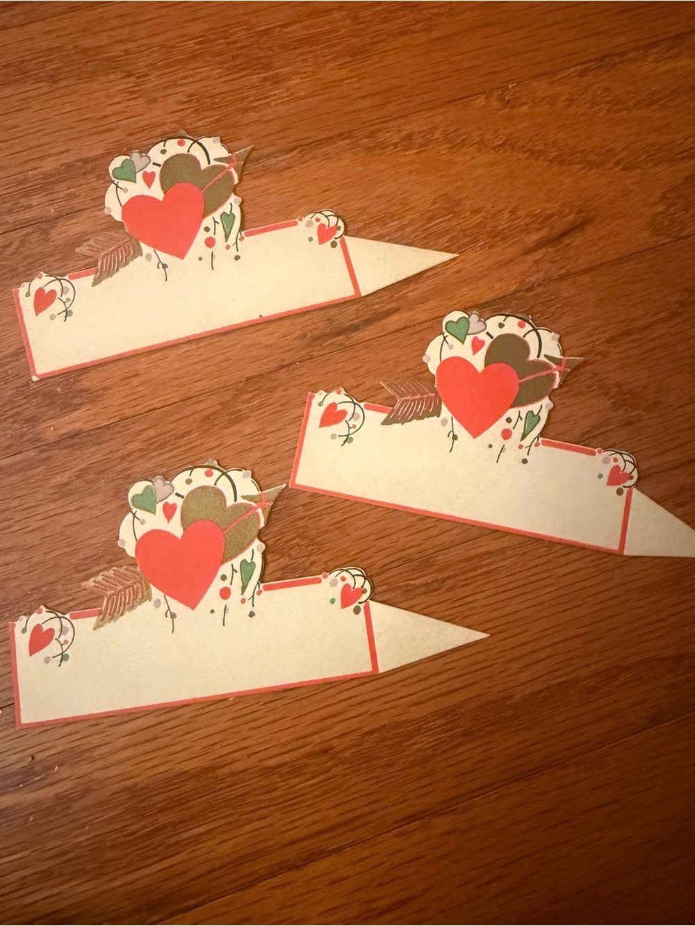 Vintage 1920s Valentine Die Cut Place Cards - Set of 3 Unused